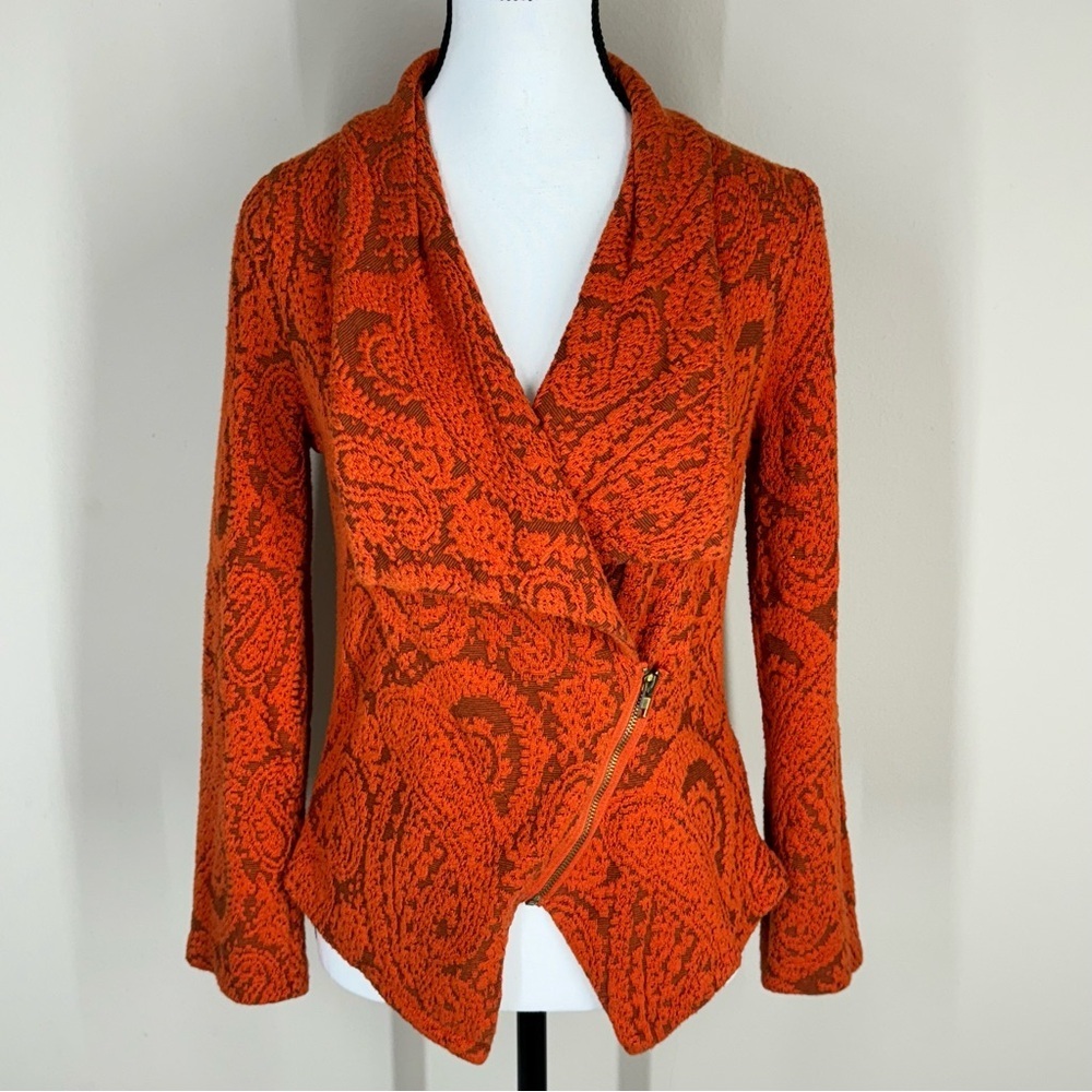 Anthropologie Moth "Paisley Gust Sweater Jacket" Cardigan Asymmetrical Size M